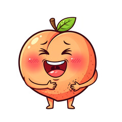 Obraz premium Cheerful Peach Mascot Laughing Out Loud