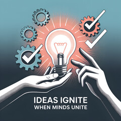 Ideas Ignite When Minds Unite – Creative Collaboration and Innovation Concept