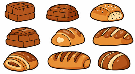 Assorted baked goods collection with transparent background