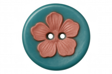Crafting button featuring a sculpted peach flower, creating a playful and decorative sewing accessory for fashion design
