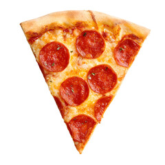 Slice of pepperoni pizza on transparent background