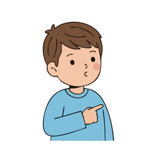 Curious Boy Pointing and Looking, Expressing Wonder and Curiosity.