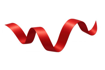 Fototapeta premium Red satin ribbon floating, creating dynamic wave shape, celebrating holidays, gift wrapping, anniversary decoration
