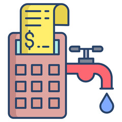 water bill linear color icon design