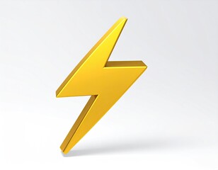 Bright yellow lightning bolt, angular, on pale backdrop