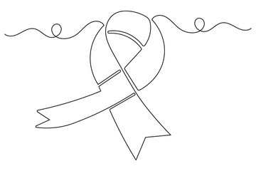 World aids day ribbon continuous one line art design