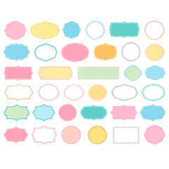  Set of colorful round and oval, rectangular and square, arch shapes with curvy edges. Cute geometric forms 