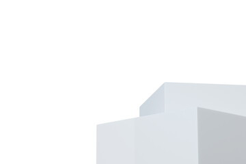 3d white tiered podium icon. product display concept. Minimal cartoon plinth pedestal stand riser for ecommerce hero banner. isolated on white background. 3d render.