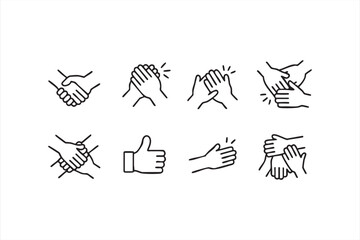 Collaboration and agreement concept with handshake and support icons