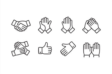 Fototapeta premium Teamwork and handshake icon set symbolizing collaboration and unity