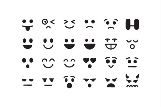 Vector illustration of smiley face icons showing different expressions