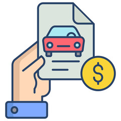 car invoice linear color icon design