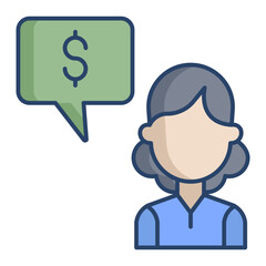 female chat linear color icon design