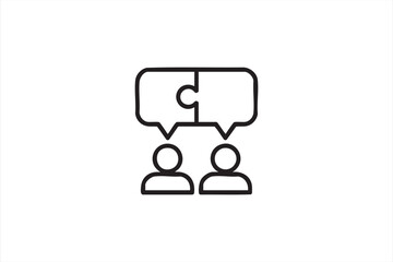 Collaboration and communication concept icon with puzzle speech bubbles