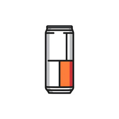 Stylized beverage can illustration with orange accent and outline on transparent background