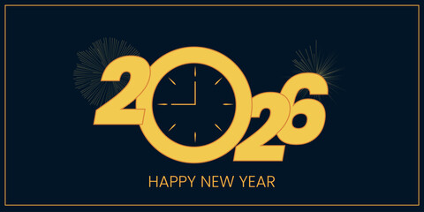 2026 happy new year background banner with illustrations of shiny luxury gold numbers. Premium vector design for celebration.