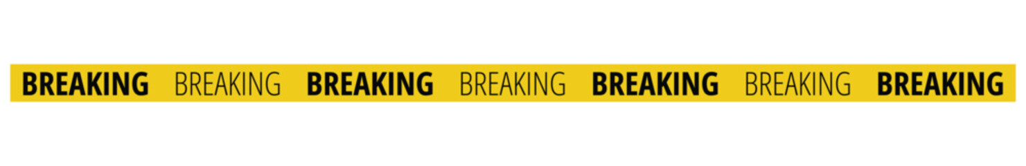 Breaking news Tape, Yellow tapes, Ticker Banner Graphic