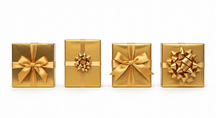 Elegant gold gift boxes with bows perfect for special occasions and holidays