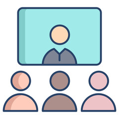 conference call linear color icon design