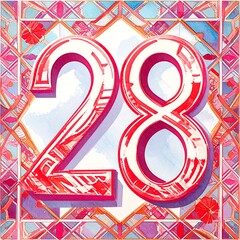 Bold number twenty-eight, framed