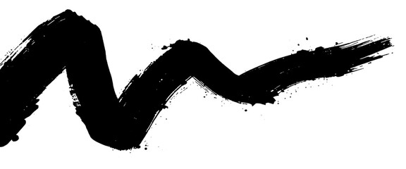 Vector abstract wavy ink curved brush stroke element