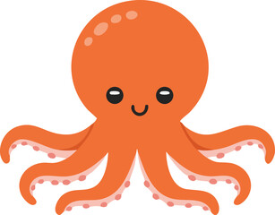 Cute Orange Octopus Vector Illustration