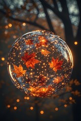 glass sphere in autumn