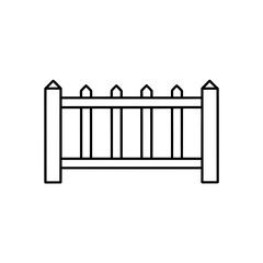Simple outline drawing of a fence on transparent background