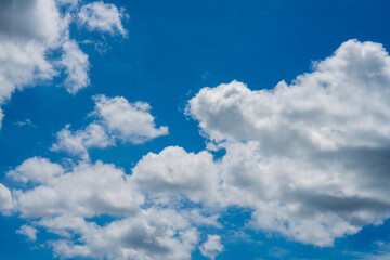 Bright Blue Sky with White Fluffy Clouds
