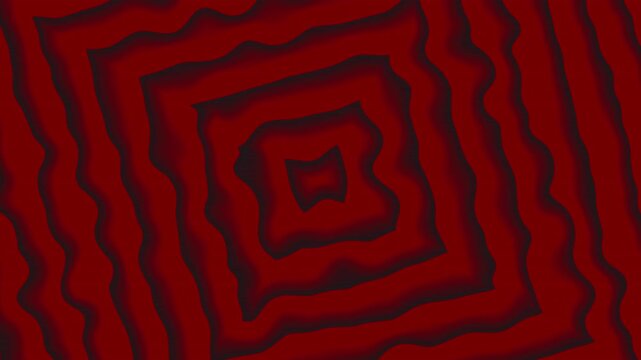 Hypnotic animated concentric squares pattern background with bold red and black geometric design creating an optical illusion effect. 