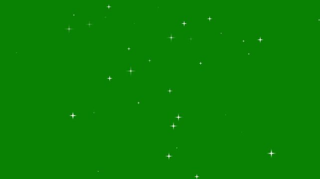 blinking light effect, Sparkling twinkling star, glowing twinkle movement timeline, flat vector cartoon stars, energy explosion video, chroma key green screen background, light,night sky seamless loop