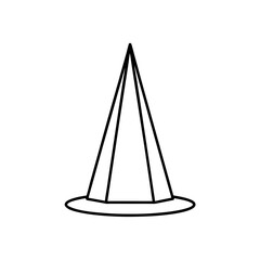 Fototapeta premium Simple outline of a pointed hat on transparent background
