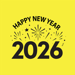 Festive 2026 new year celebration design with bold colors and classic typography