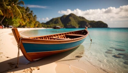 Fototapeta premium boat on a tropical beach