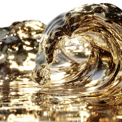 Dynamic water wave formation with reflective surface and transparent background