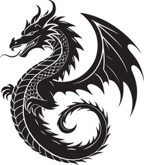 Obraz premium Black dragon tattoo vector illustration designBlack dragon tattoo vector illustration design