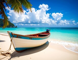 Obraz premium boat on a tropical beach
