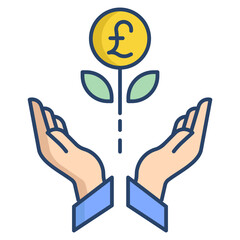 business grow pound linear color icon design linear color icon design