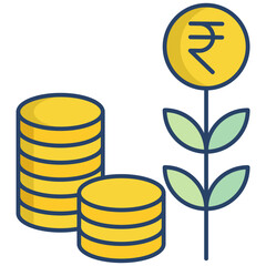 rupee Investment linear color icon design