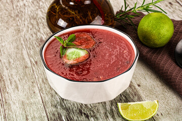 Sweet watermelon gazpacho with cucmber