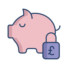  safe lock money linear color icon design