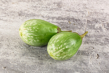 Ripe green mini eggplants heap