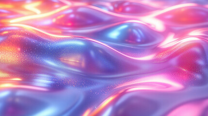 Vibrant waves of iridescent light dance across a futuristic surface in a mesmerizing display.