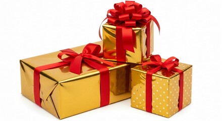 Stunning golden gifts with red ribbons perfect for celebrations and special moments