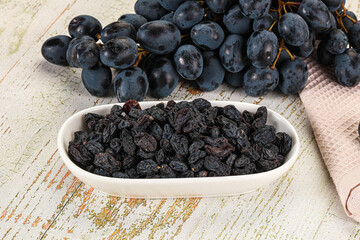 Dry ripe sweet blue raisin