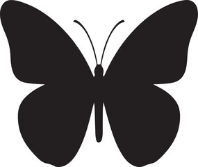 Elegant Black Butterfly Silhouette on a Pure White Background