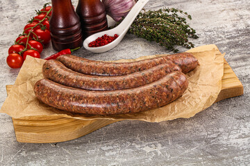 Raw beef and lamb sausages