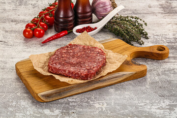 Raw beef burger cutlet for grill