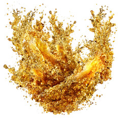 Dynamic liquid splash with transparent background