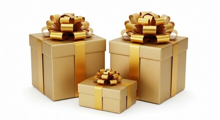 Elegant gold gift boxes with ribbons ready for special celebrations